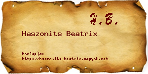 Haszonits Beatrix névjegykártya